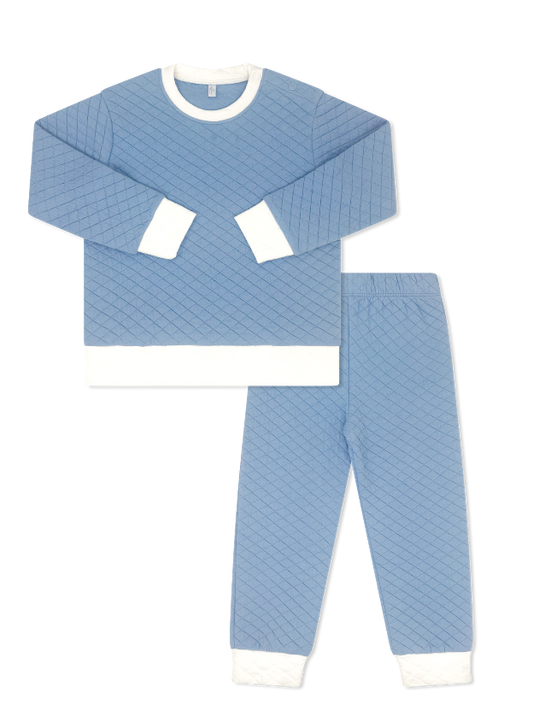 Harris Quilted Playsuit - Baylor Blue
