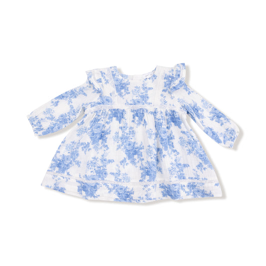 Dream Cottage Floral Blue -Long Sleeve Vintage Lace Dress
