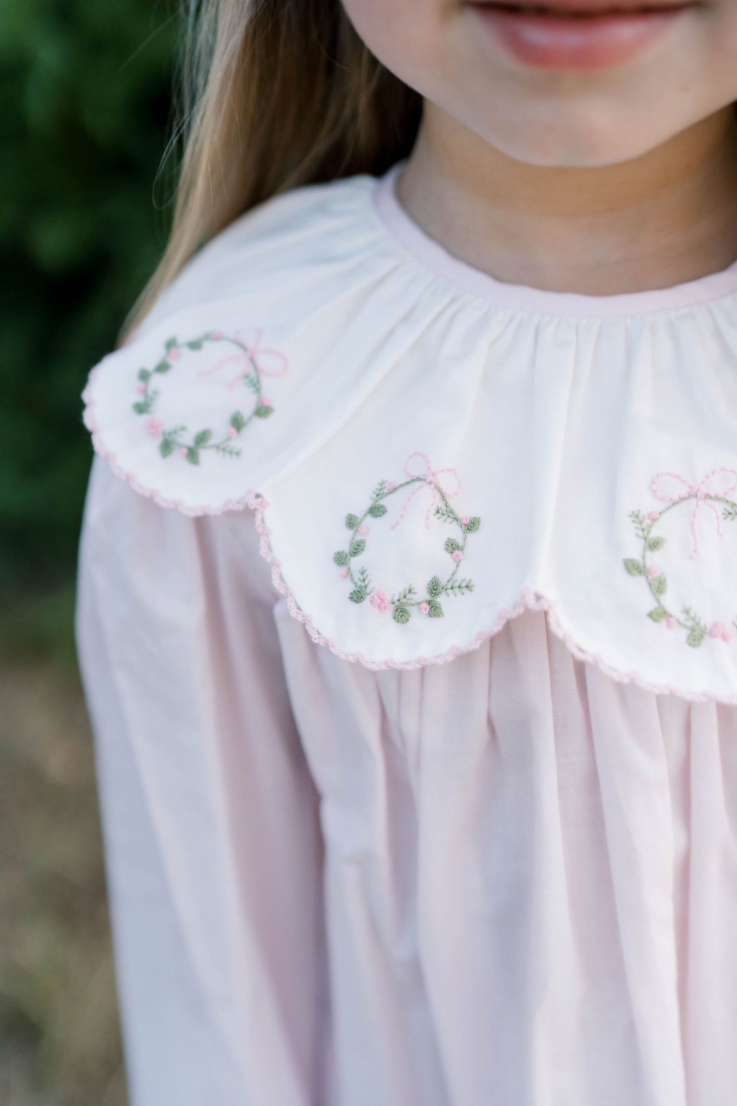 Chloe Dress - Blessings Pink Batiste - Wreath