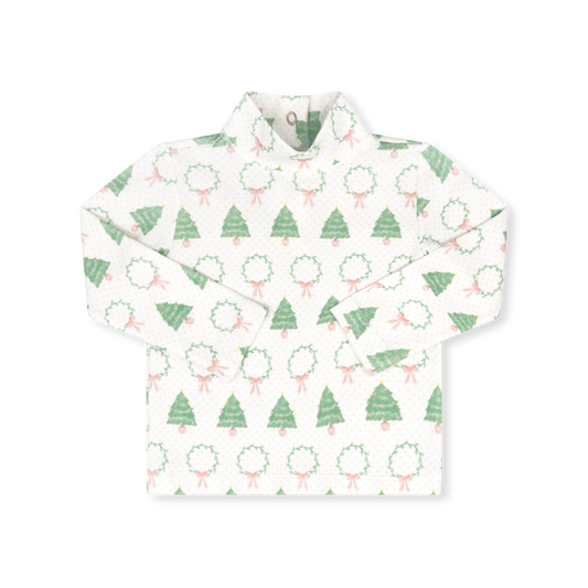 Tiny Tot Turtleneck-Oh Christmas Tree, Pink